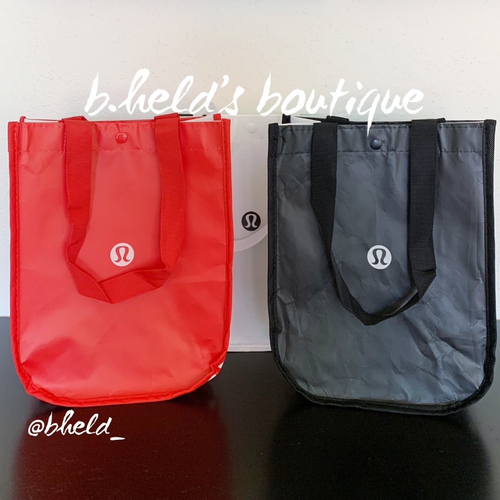 Bundle of 3 lululemon Small Tote Bags in Red, White, & Black Brand New NWOT